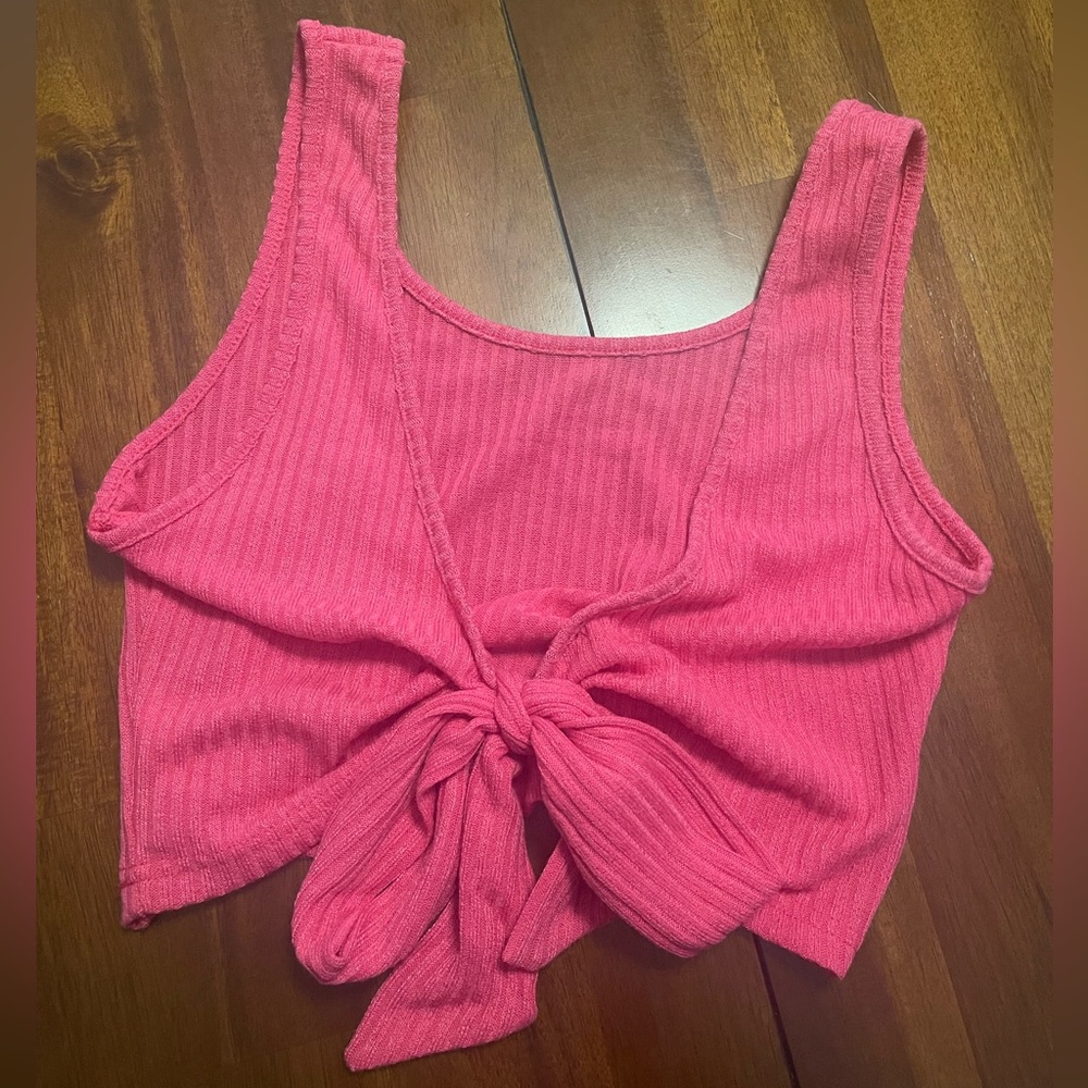 Shein tied open back tank crop top